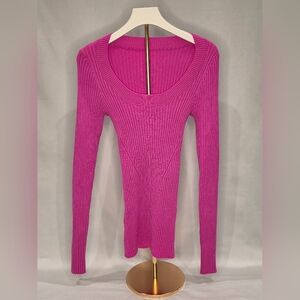 Women's Pink Ribbed Knit Sweater
